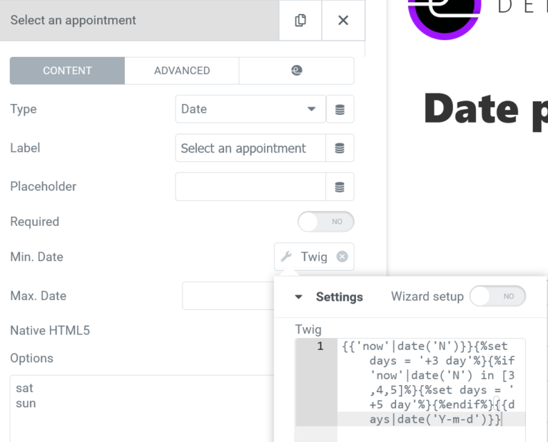 Date Picker Starting From Future Date In Working Days E ADDONS Demo